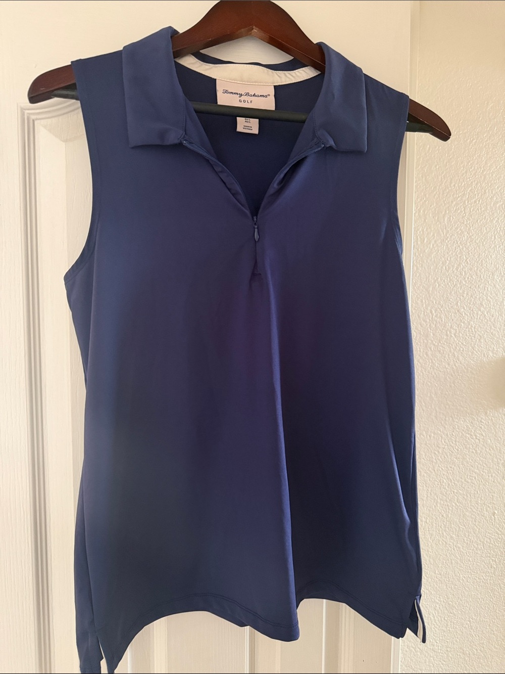 Tommy Bahama Women's Sleeveless Zip Polo Tank - Deep Blue